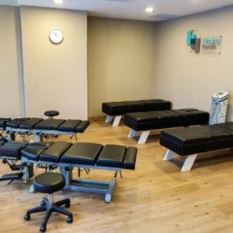 Chiropractic treatments beds in black